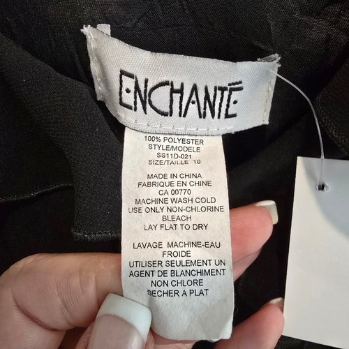 Vintage Y2k Enchante Black Ruffle Tiered Sleeveless Dress Size 10