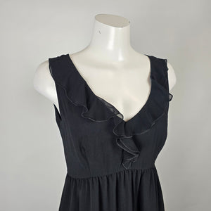 Vintage Y2k Enchante Black Ruffle Tiered Sleeveless Dress Size 10