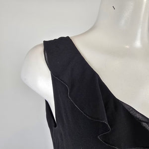 Vintage Y2k Enchante Black Ruffle Tiered Sleeveless Dress Size 10