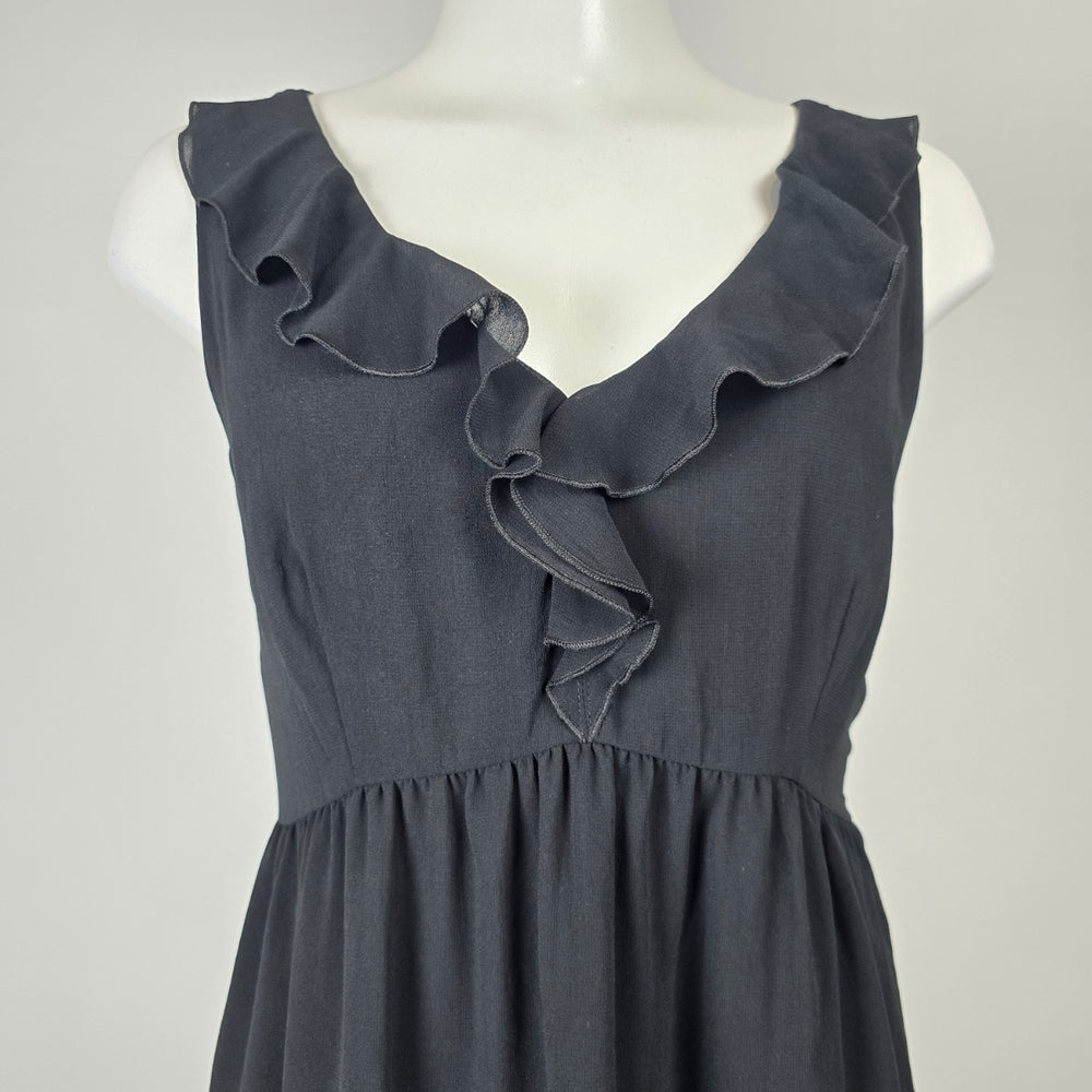 Vintage Y2k Enchante Black Ruffle Tiered Sleeveless Dress Size 10