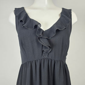 Vintage Y2k Enchante Black Ruffle Tiered Sleeveless Dress Size 10