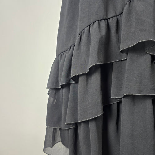 Vintage Y2k Enchante Black Ruffle Tiered Sleeveless Dress Size 10
