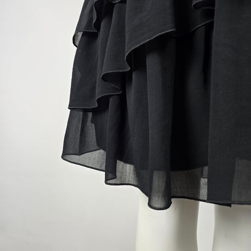 Vintage Y2k Enchante Black Ruffle Tiered Sleeveless Dress Size 10
