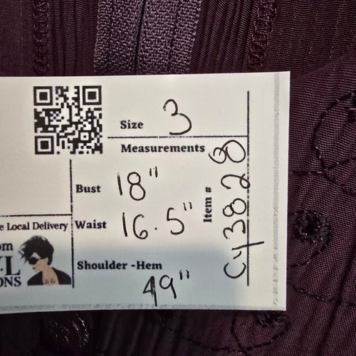 Emblem Purple Pleated Dress with Button Front Overlay Size 3