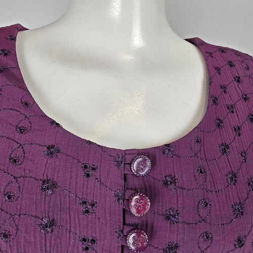 Emblem Purple Pleated Dress with Button Front Overlay Size 3