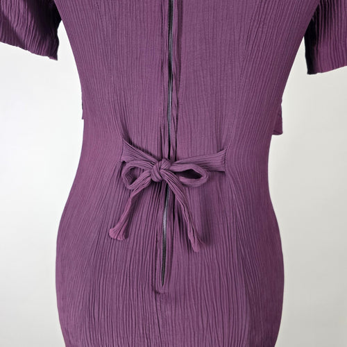 Emblem Purple Pleated Dress with Button Front Overlay Size 3