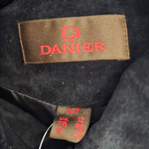 Danier Black Suede Leather Zip Front Jacket Size S