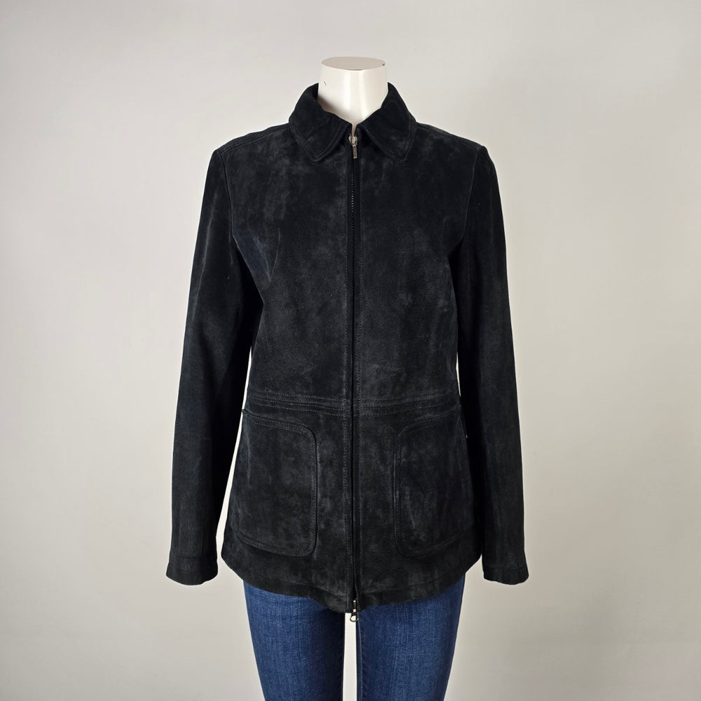 Danier Black Suede Leather Zip Front Jacket Size S