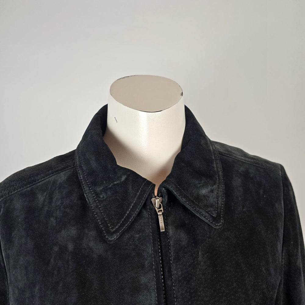 Danier Black Suede Leather Zip Front Jacket Size S