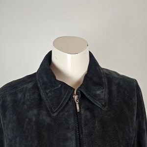 Danier Black Suede Leather Zip Front Jacket Size S