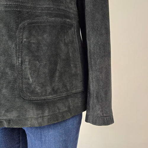 Danier Black Suede Leather Zip Front Jacket Size S