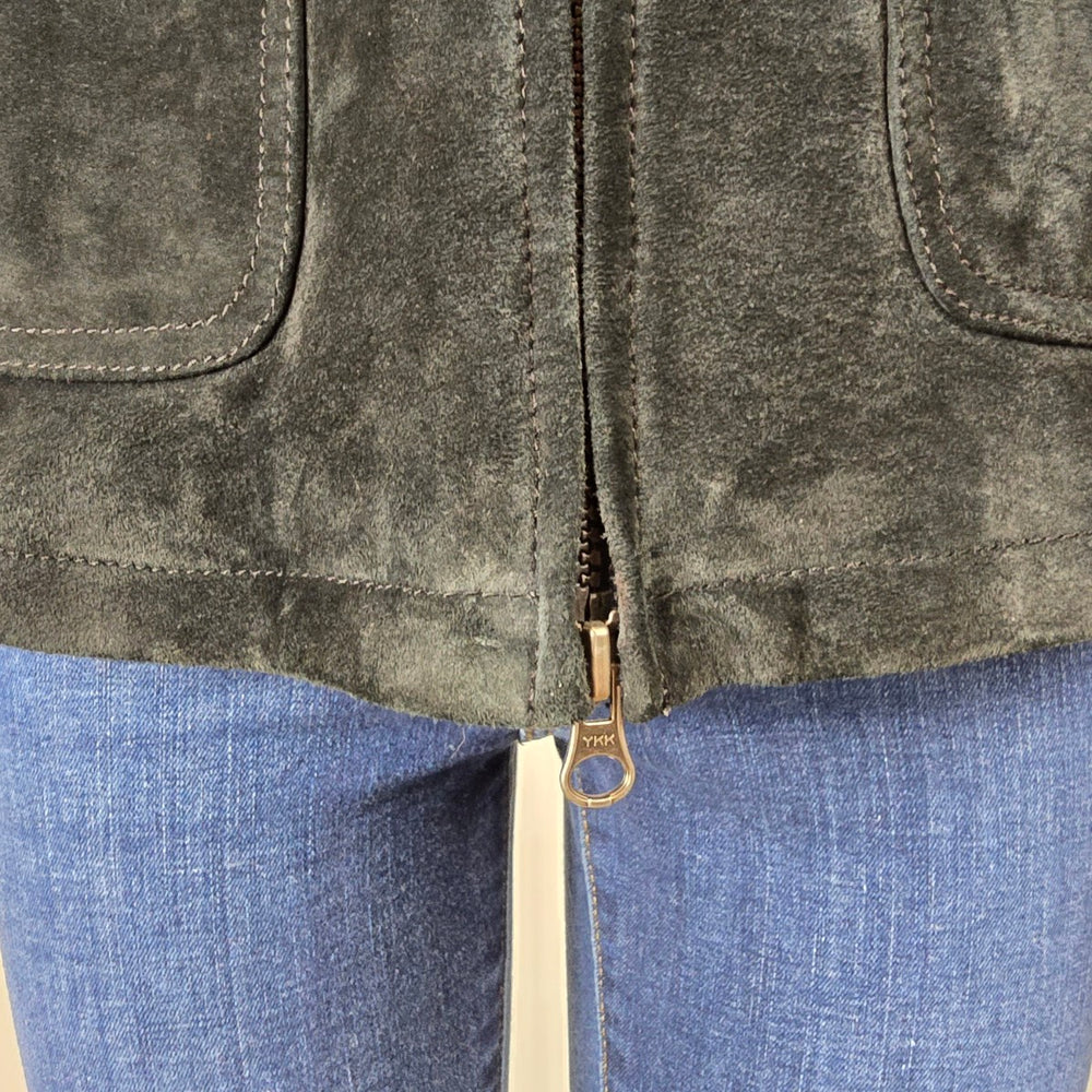 Danier Black Suede Leather Zip Front Jacket Size S