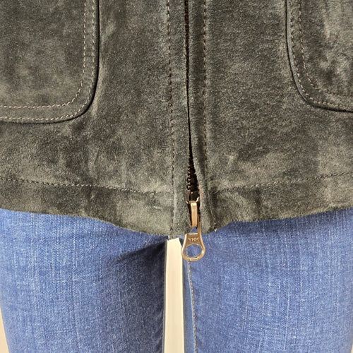 Danier Black Suede Leather Zip Front Jacket Size S