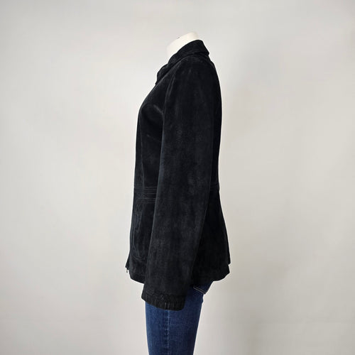 Danier Black Suede Leather Zip Front Jacket Size S