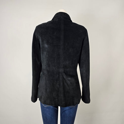 Danier Black Suede Leather Zip Front Jacket Size S