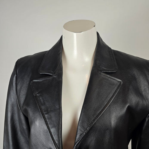 Vintage 90s Weather Vane Black Genuine Leather Blazer Jacket Size M