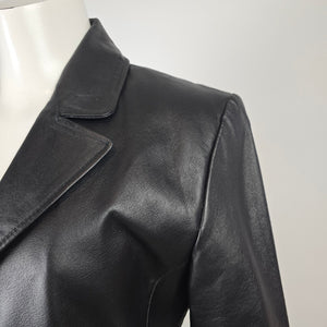 Vintage 90s Weather Vane Black Genuine Leather Blazer Jacket Size M