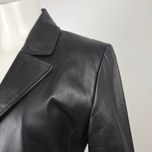 Vintage 90s Weather Vane Black Genuine Leather Blazer Jacket Size M