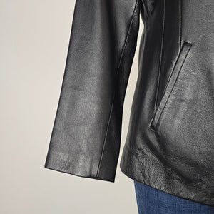 Vintage 90s Weather Vane Black Genuine Leather Blazer Jacket Size M