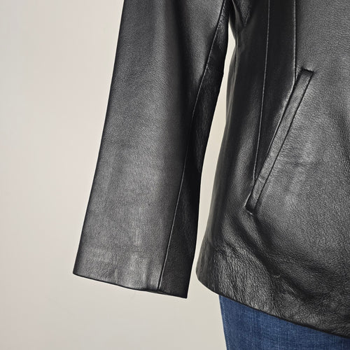 Vintage 90s Weather Vane Black Genuine Leather Blazer Jacket Size M