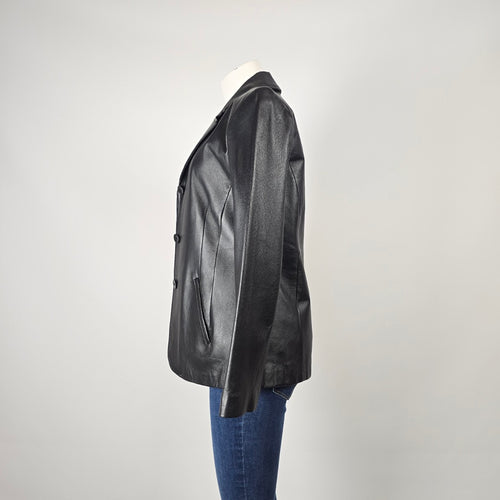Vintage 90s Weather Vane Black Genuine Leather Blazer Jacket Size M