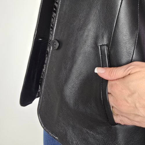 Vintage 90s Weather Vane Black Genuine Leather Blazer Jacket Size M