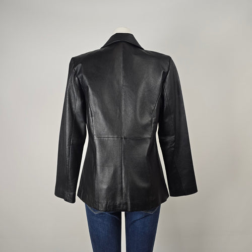 Vintage 90s Weather Vane Black Genuine Leather Blazer Jacket Size M