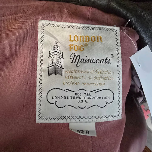 Vintage London Fog Maincoat Black Leather Jacket Size 12