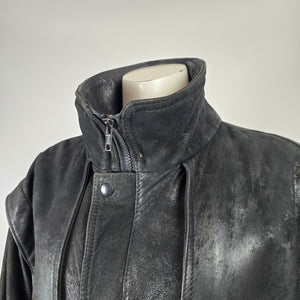 Vintage London Fog Maincoat Black Leather Jacket Size 12