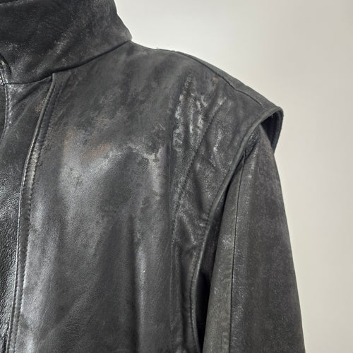 Vintage London Fog Maincoat Black Leather Jacket Size 12