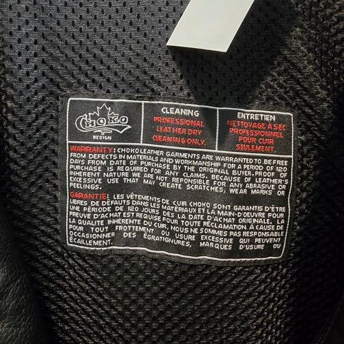 Choko Design Black Leather Motorcycle Jacket Size L