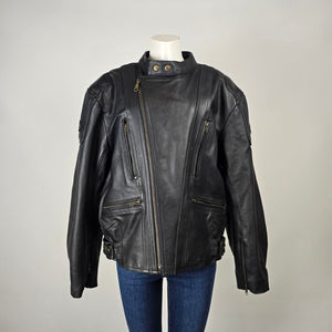 Choko Design Black Leather Motorcycle Jacket Size L