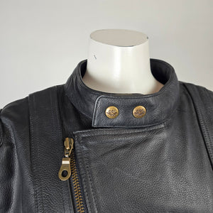 Choko Design Black Leather Motorcycle Jacket Size L