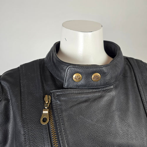 Choko Design Black Leather Motorcycle Jacket Size L