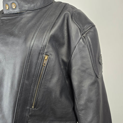 Choko Design Black Leather Motorcycle Jacket Size L