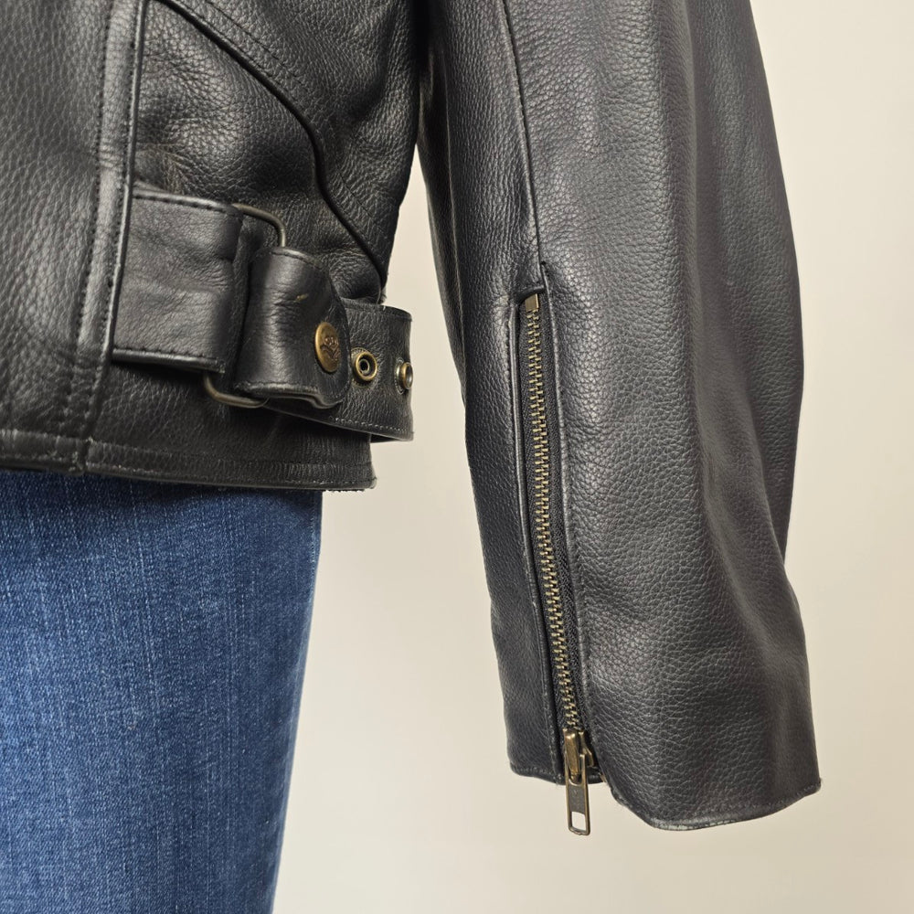Choko Design Black Leather Motorcycle Jacket Size L