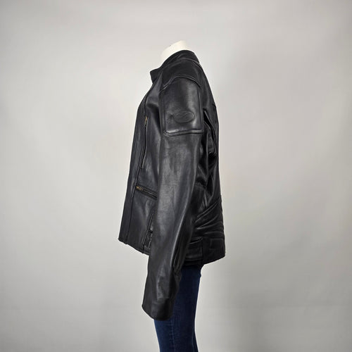 Choko Design Black Leather Motorcycle Jacket Size L