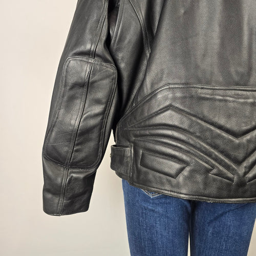 Choko Design Black Leather Motorcycle Jacket Size L
