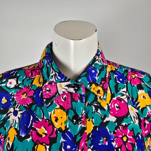 Vintage H.E.R. Bright Floral Button-Up Blouse Size M/L