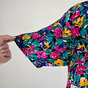Vintage H.E.R. Bright Floral Button-Up Blouse Size M/L