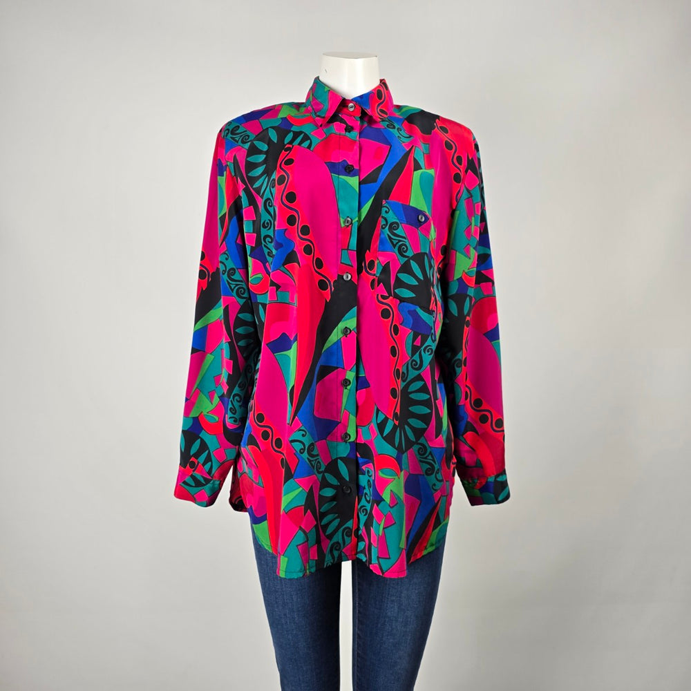 Vintage 90s Alia Abstract Print Button-Up Blouse Size M
