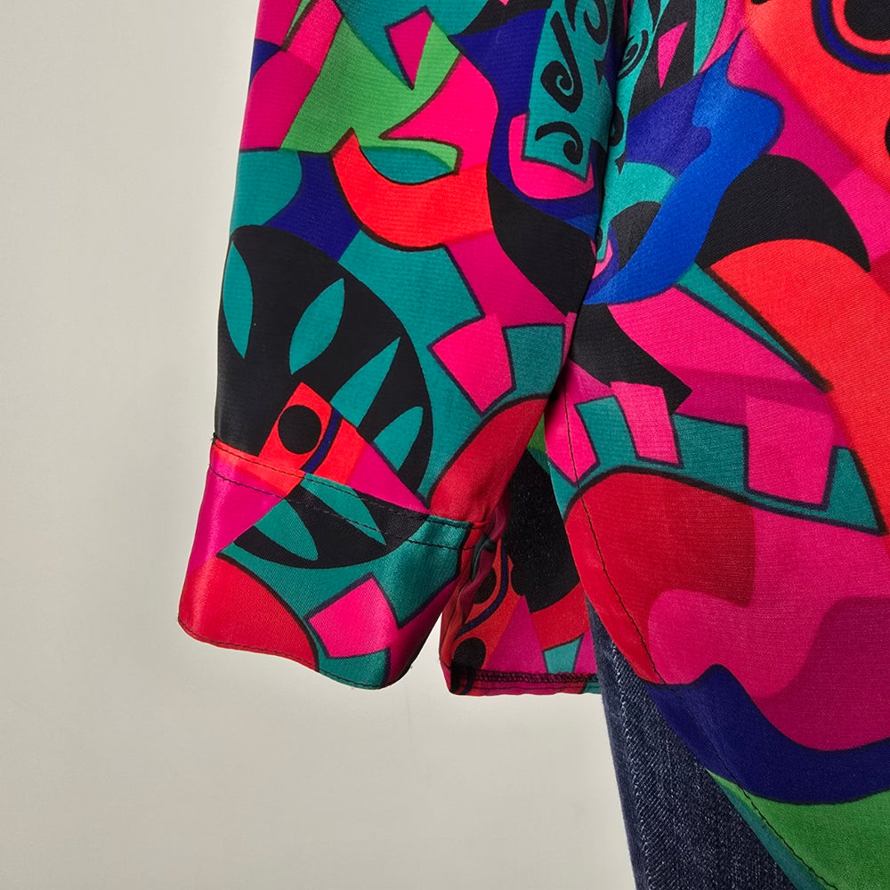 Vintage 90s Alia Abstract Print Button-Up Blouse Size M