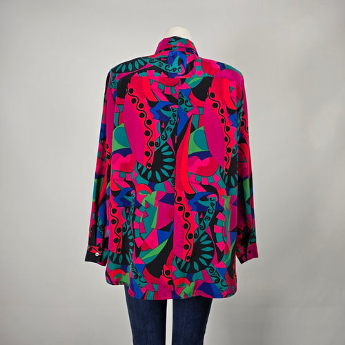 Vintage 90s Alia Abstract Print Button-Up Blouse Size M