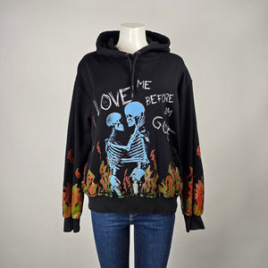 VZN Clothing Til Death Do Us Part Skeleton Flame Hoodie Size M/L