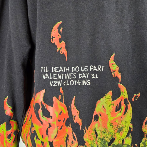 VZN Clothing Til Death Do Us Part Skeleton Flame Hoodie Size M/L