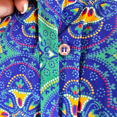 Vintage Jac Dale Pleated Collar Patterned Blouse Size 10