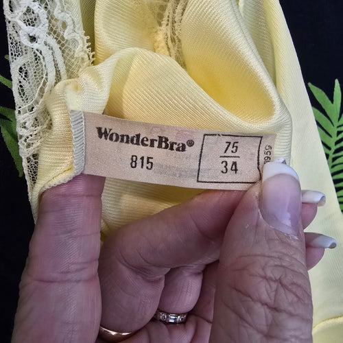 WonderBra Vintage Yellow Lace Trim Camisole Size S/M