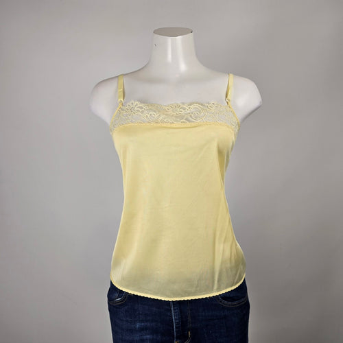 WonderBra Vintage Yellow Lace Trim Camisole Size S/M
