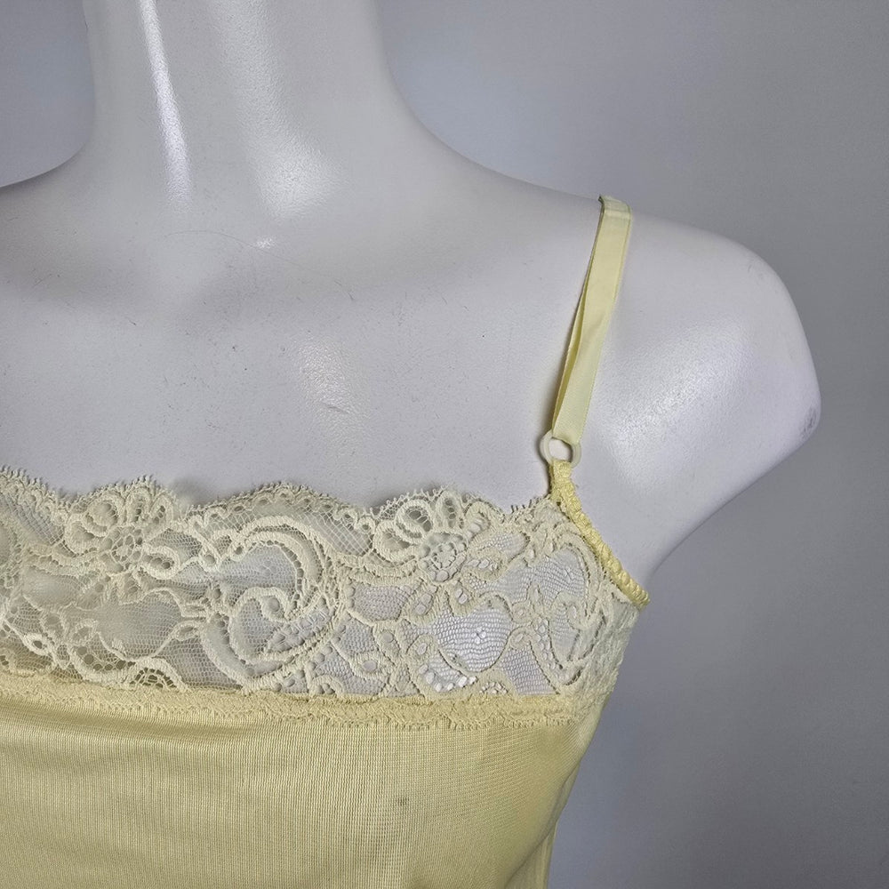 WonderBra Vintage Yellow Lace Trim Camisole Size S/M