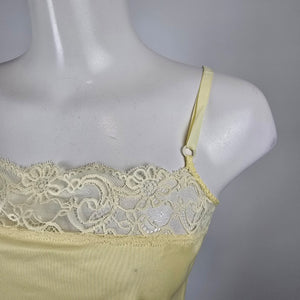 WonderBra Vintage Yellow Lace Trim Camisole Size S/M